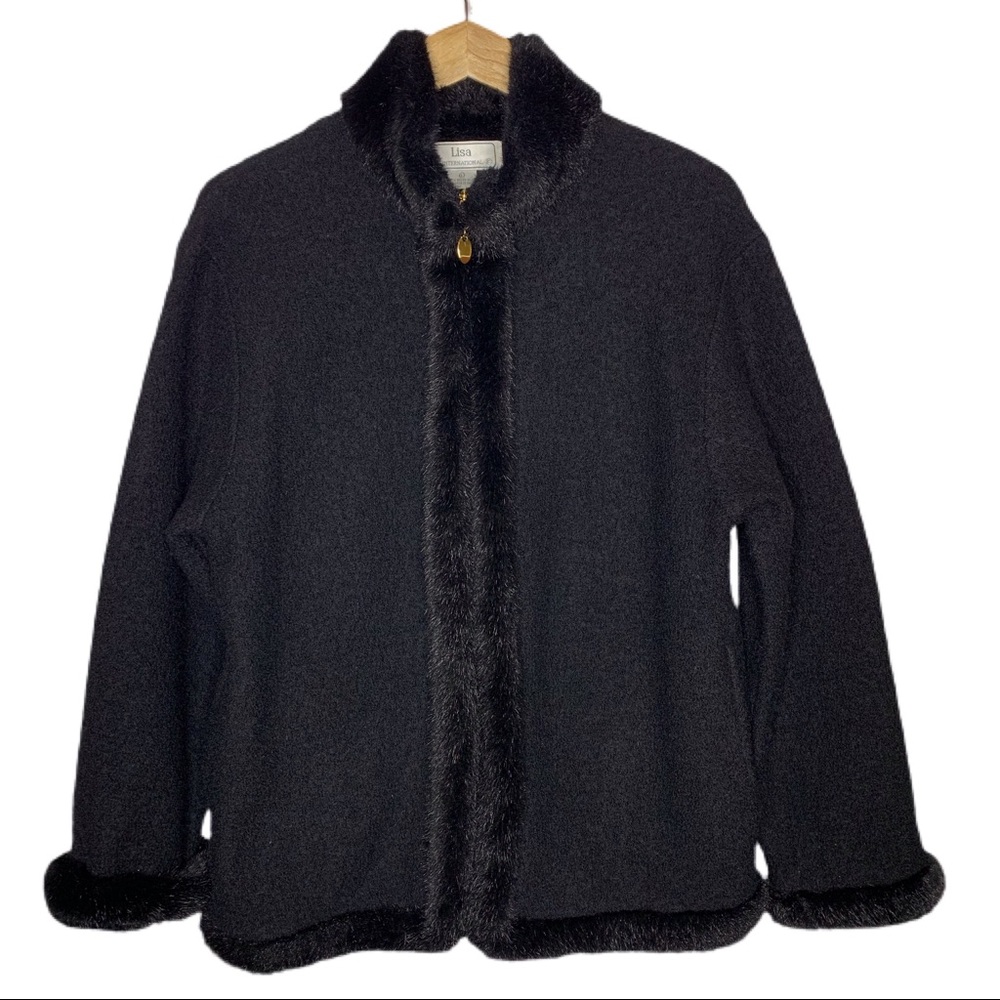 Lisa International Boiled Wool‎ Faux Fur Jacket
